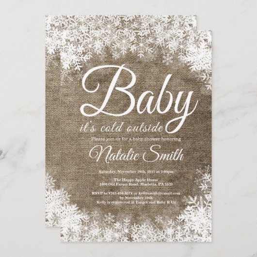 Het is koud buiten Winter Sneeuwvlok Baby Shower Kaart (Voorkant / Achterkant)