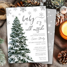 Het is koud buiten | Winter Tree Grey Baby shower