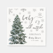 Het is koud buiten | Winter Tree Grey Baby shower Servet (Voorkant)