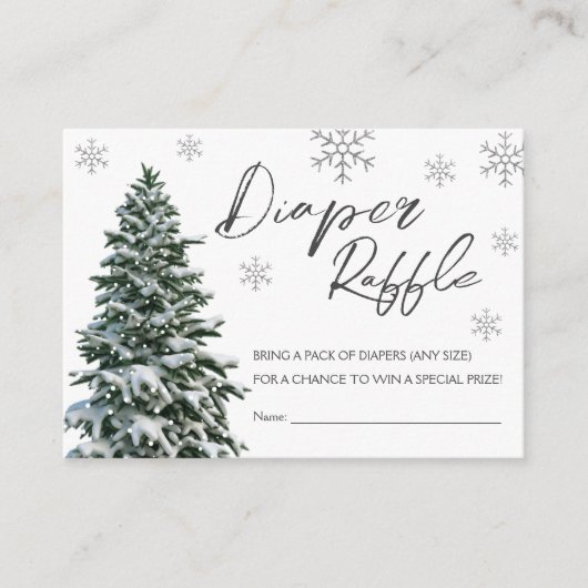 Het is koud buiten | Winter Tree Grijze Luier Raff Informatiekaartje (Voorkant)