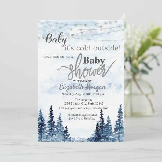 Het is Koud Buiten Winterbos Baby shower Kaart (Staand voorkant)
