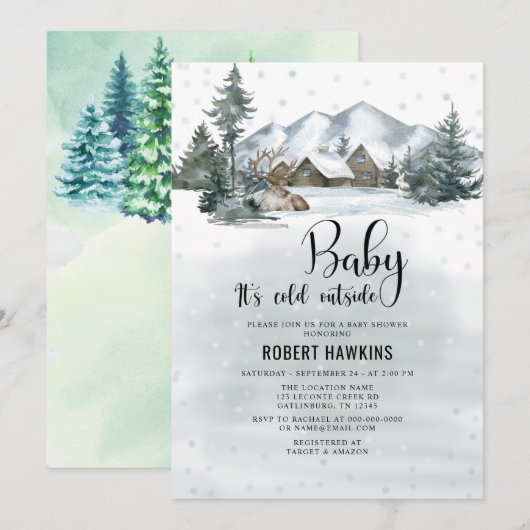 Het is Koud Buiten Winterbos Baby shower Kaart (Voorkant / Achterkant)
