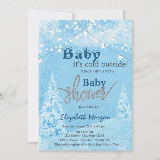 Het is Koud Buiten Winterbos Baby shower Kaart (Voorkant)