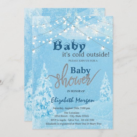 Het is Koud Buiten Winterbos Baby shower Kaart (Voorkant / Achterkant)