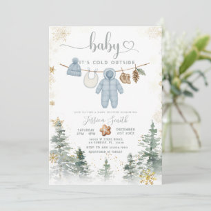 Het is koud buiten Woodland Baby Shower Uitnodigin Kaart