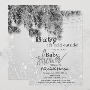 Het is koud buiten Zilveren takken babyshower Kaart