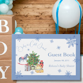 Het is koudblauw Baby shower voor Kerstmis. Gastenboek
