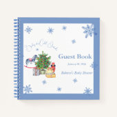 Het is koudblauw kerstblauw Baby shower gast Notitieboek (Voorkant)