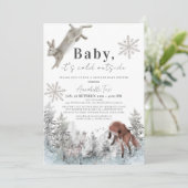 Het is koude Baby shower buiten de dieren. Kaart (Staand voorkant)