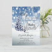 Het is koude Baby shower buiten de winterpine Kaart (Staand voorkant)