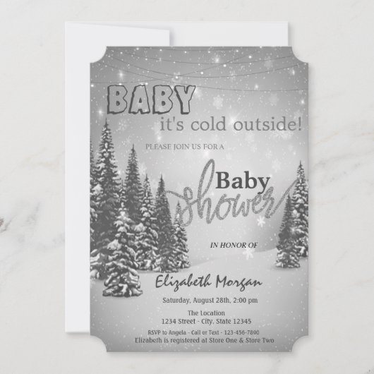 Het is koude Baby shower van de Pine Trees Kaart (Voorkant)