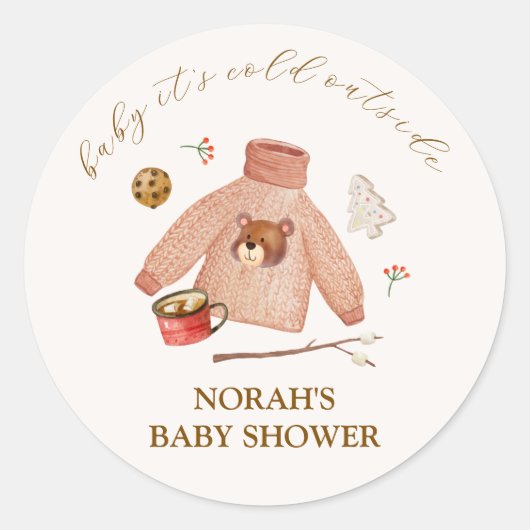 Het is Koude Winter Camping Kleding Boy Baby showe Ronde Sticker (Voorkant)