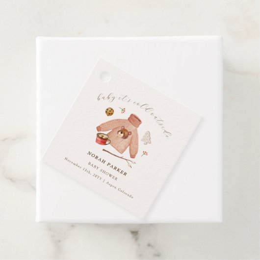 Het is koude winter kamperen kleding Baby shower Bedankjes Labels (In situ)