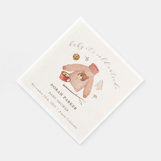 Het is koude winter kamperen kleding Baby shower Servet (Hoek)