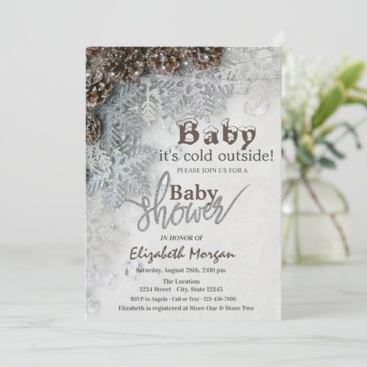 Het is koudgekleurd Baby shower buiten de pijnbome Kaart (Staand voorkant)