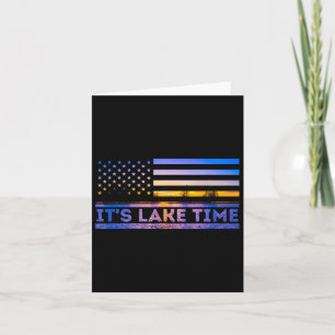 Het is Lake Time Sunset Amerikaanse vlag zomervaka Kaart