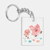 Het is lente!!-2 Cartoon Varkens Acrylische Sleute Sleutelhanger (Voorkant Links)