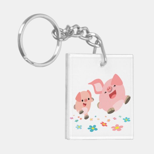Het is lente!!-2 Cartoon Varkens Acrylische Sleute Sleutelhanger (Voorkant Links)