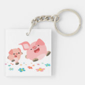 Het is lente!!-2 Cartoon Varkens Acrylische Sleute Sleutelhanger (Achterkant)