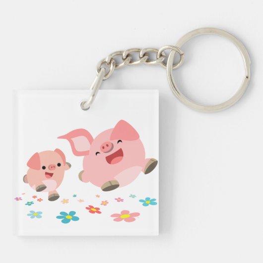 Het is lente!!-2 Cartoon Varkens Acrylische Sleute Sleutelhanger (Achterkant)