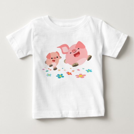 Het is lente... twee Cartoon varkens Baby T-shirt (Voorkant)