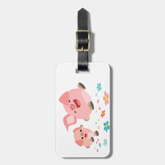 Het is lente... twee Cartoon varkens Bagagelabel (Voorkant verticaal)