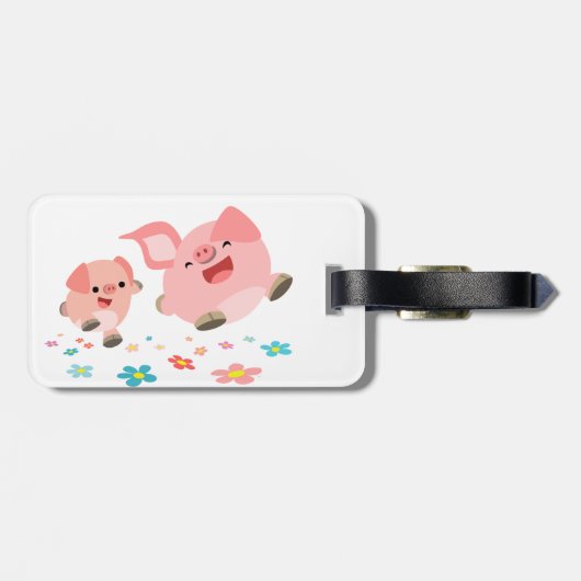 Het is lente... twee Cartoon varkens Bagagelabel (Achterkant horizontaal)