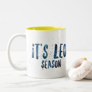 Het is Leo Season Zodiac Birthday Waterverf Tweekleurige Koffiemok