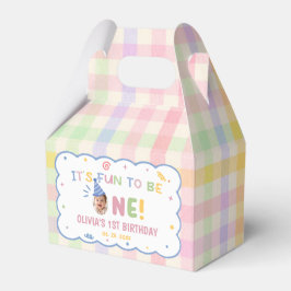 Het is leuk om één Gingham verjaardagsfavorietendo Bedankdoosjes