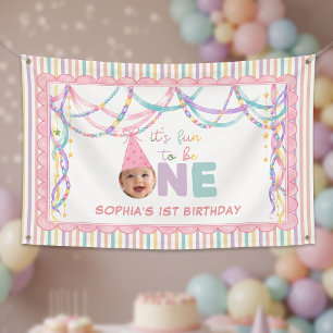 Het is leuk om één te zijn Eerste meisje verjaarda Spandoek