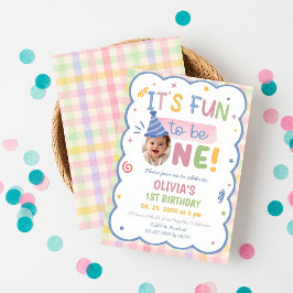Het is leuk om één te zijn Pastel Gingham verjaard Kaart