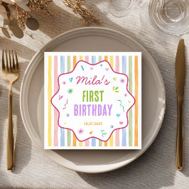 Het is leuk om één verjaardags kleurrijke feest se servet