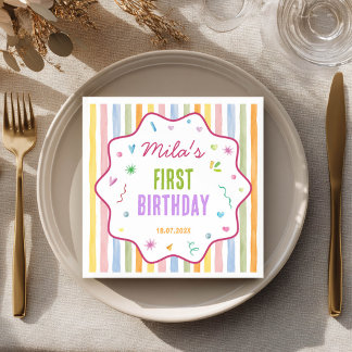 Het is leuk om één verjaardags kleurrijke feest se servet