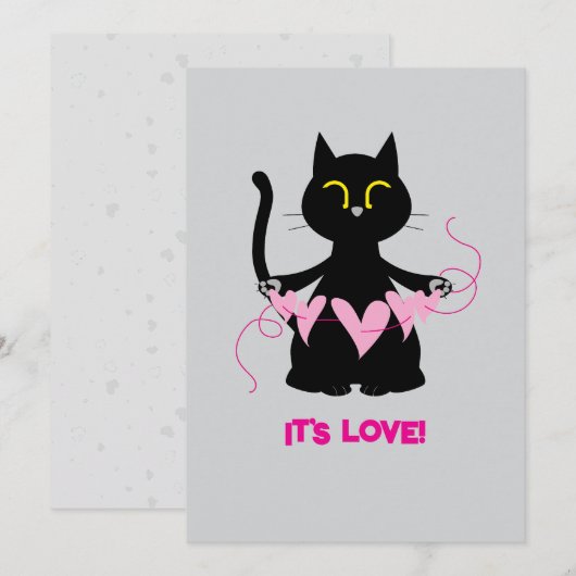 HET IS LIEFDE! - Funny Black Cat Wenskaart Feestdagenkaart (Voorkant / Achterkant)