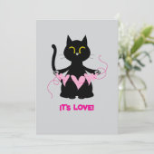 HET IS LIEFDE! - Funny Black Cat Wenskaart Feestdagenkaart (Staand voorkant)