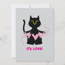 HET IS LIEFDE! - Funny Black Cat Wenskaart