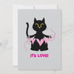 HET IS LIEFDE! - Funny Black Cat Wenskaart Feestdagenkaart