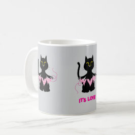 HET IS LIEFDE! Grappige zwarte kat Mok