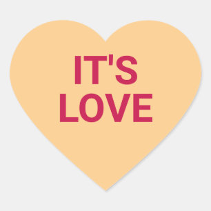 Het is liefde oranje schattige Valentijnsdag conve Hart Sticker