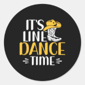 Het is Line Dance Time Line Dancing Line Danser Ronde Sticker (Voorkant)