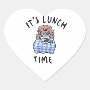 Het is lunchtijd hart sticker