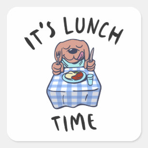 Het is lunchtijd vierkante sticker