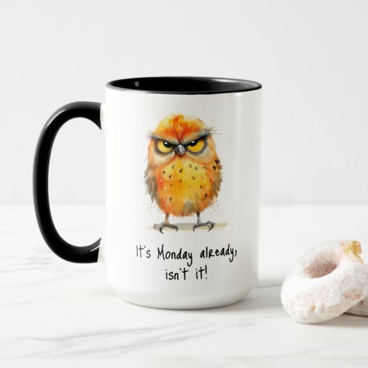 Het is maandag al geen chagrijnige vogelkoffie mok (Met donut)