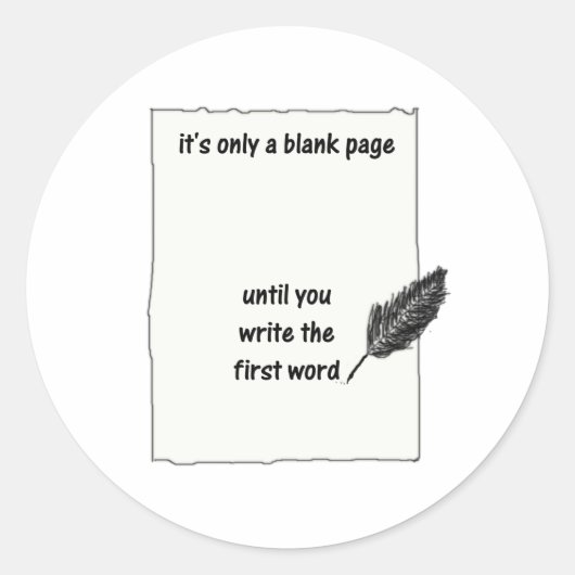 Het is maar een blanco pagina.. ronde sticker (Voorkant)