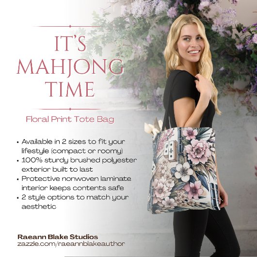 "Het is Mahjong Tijd" Bloemendruk Tote Bag