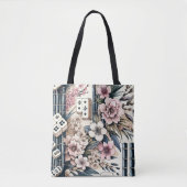 "Het is Mahjong Tijd" Bloemendruk Tote Bag (Voorkant)