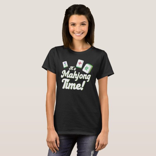 Het is Mahjong Time Mahjong Mahjong Players T-shirt (Voorkant volledig)