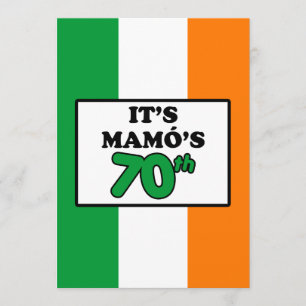 Het is Mamo's 70e verjaardag Ierse vlag Invite Kaart
