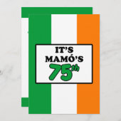 Het is Mamo's 75e verjaardag Ierse vlag Invite Kaart (Voorkant / Achterkant)