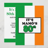 Het is Mamo's 80ste verjaardag Ierse vlag Uitnodig Kaart (Voorkant / Achterkant)
